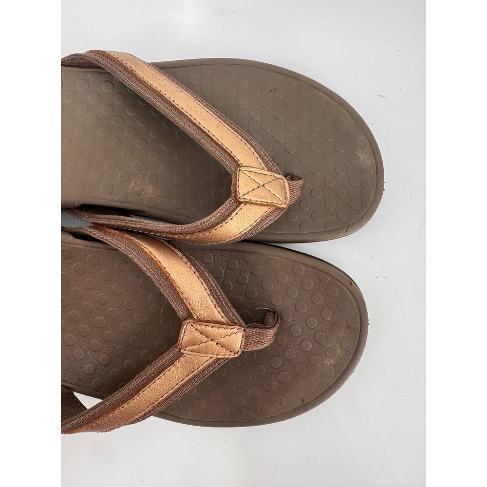 Vionic Tide II Flip Flops Women Size 8 Bronze Metallic Leather Orthotic Sandals - Picture 4 of 12